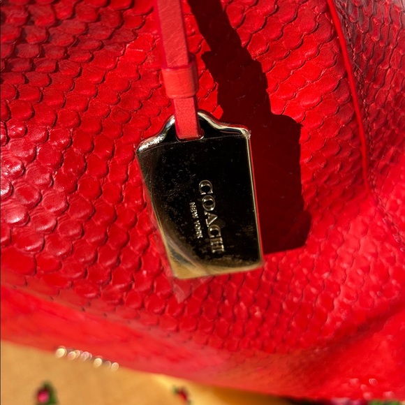 Coach Edie Python Handbag EUC, Color Watermelon - Picture 10 of 12